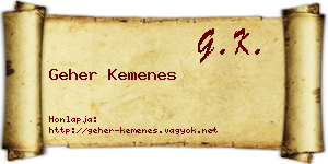 Geher Kemenes névjegykártya